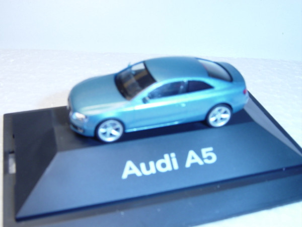 Audi A5, Mj. 07, topasblau, Herpa, 1:87, Werbeschachtel