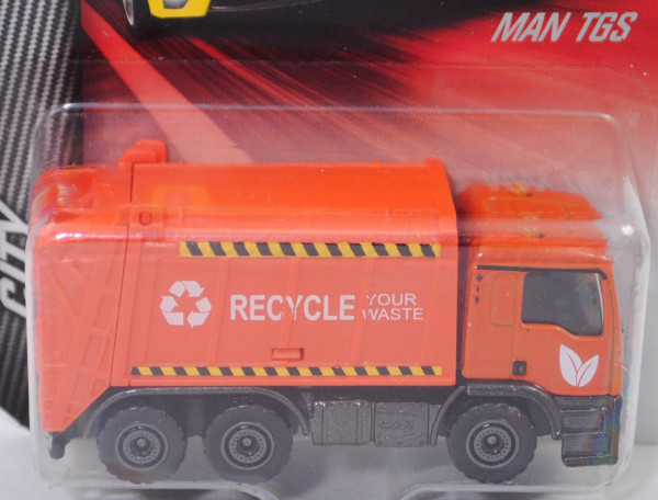 MAN TGS 33.400 (Mod. 13-17) Abfallsammelfahrzeug, orange, majorette, 1:87, Blister (Müllwagen)