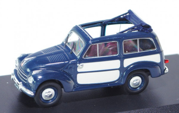 Fiat 500 C Giardiniera Belvedere (Stahlkarosserie, 2. Serie), Modell 1952-1955, saphirblau/grauweiß,