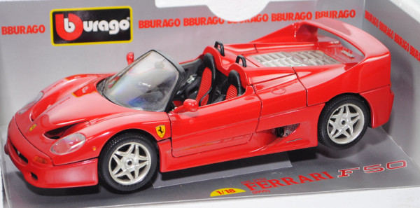 Ferrari F50 (Modell 1995-1997, Baujahr 1995), rosso corsa, Bburago, 1:18, mb (Vitrinenmodell)