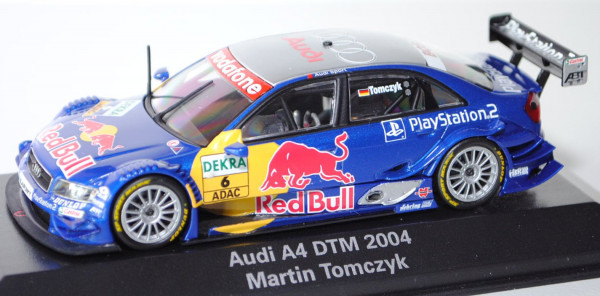 Audi A4 Mj. 2004, DTM 2004, blaumetallic, Nr. 6, Tomczyk, Minichamps, 1:43, Werbeschachtel