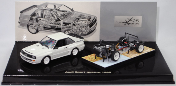 Audi sport quattro (Mod. 1984-1986) mit Antriebsstrang, alpinweiß, Minichamps, 1:43, Werbeschachtel