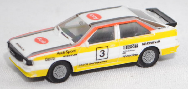 Audi quattro A2 Gruppe B (Modell 1983-1984) Rallye, weiß/gelb/rot/grau/schwarz, Herpa, 1:87, mb