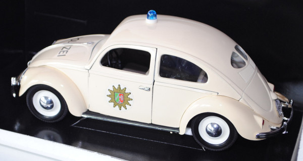 VW Käfer Standardlimousine (Typ 11) (Brezelkäfer), Modell 1949, hellelfenbein, POLIZEI Nordrhein Wes