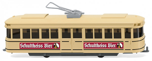 Straßenbahn-Triebwagen (Baujahr 1948), beige, Schultheiss Bier (Schultheiss-Brauerei Berlin), Wiking