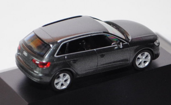 Audi A3 Sportback (Typ 8VA), Modell 2013-, daytonagrau, Herpa, 1:87, Werbeschachtel (kleine Ecke der
