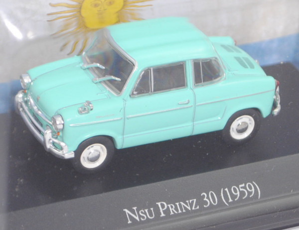 NSU Prinz 30E (Typ 40, E = Export, Mod. 1959-1960), hell-lichtgrün, EDITION ATLAS, 1:43, Hauben-Box