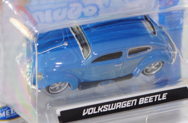 VW Käfer (Typ 11, Modell 1953-1957) (Ovali), brillantblau, innen schwarz, Bburago, 1:64 (Größe vgl.