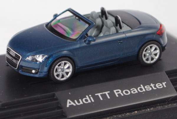 Audi TT Roadster (Typ 8J, Vorfacelift, Modell 07-10), petrolblau perleffekt, Wiking, 1:87, Werbebox