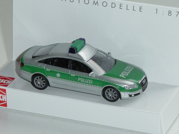 Audi A6, Mj. 2004, silber/minzgrün, POLIZEI, Polizei Bayern, Busch, 1:87, mb
