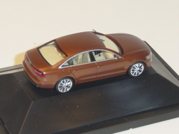 Audi A6, Mj. 2011, ipanemabraun, Audi exclusive Edition, Herpa, 1:87, Auflage 999 Stück, Werbeschach