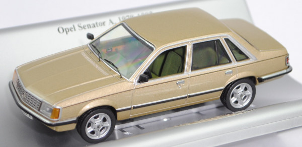 Opel Senator 2.8 S (1. Gen., Typ Senator A1, Modell 1978-1981), weißgold, Schuco, 1:43, Werbebox