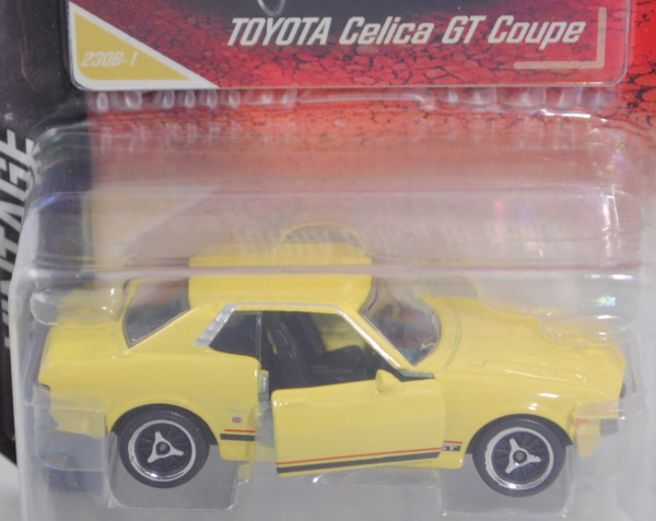 Toyota Celica Coupé 2000 GT (Typ TA23, Mod. 1976-1977) (Nr. 230B-1), gelb, majorette, 1:56, Blister
