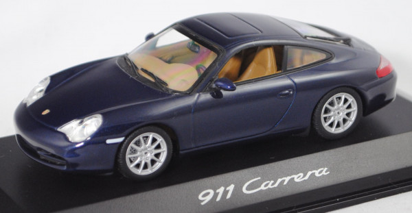 Porsche 911 Carrera Coupé (Typ 996/2, Mod. 2001-2005), lapisblau met., Minichamps, 1:43, Werbebox