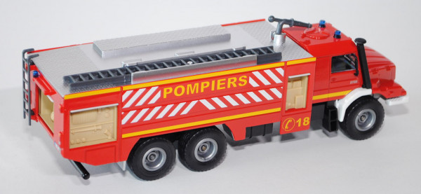 00100 Mercedes Zetros 2733 (6x6) Feuerwehr, Modell 2008-, karminrot/cremeweiß, POMPIERS / C 18, 1:50