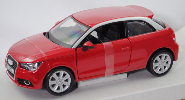 Audi A1 (Typ 8X, Modell 2010-2014), misanorot perleffekt (dunkel-verkehrsrot), Bburago, 1:24, mb