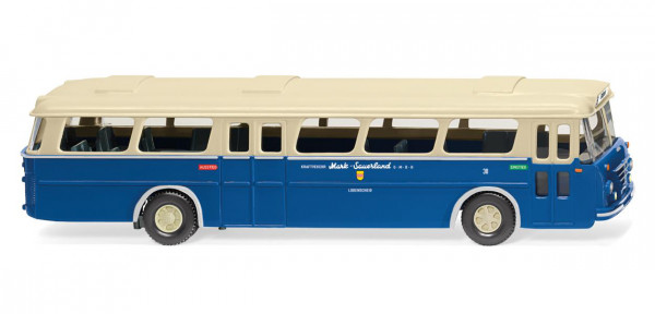 Büssing Senator 12 Linienverkehrsbus (Mod. 1962-1965), hellelfenbein/verkehrsblau, Wiking, 1:87, mb