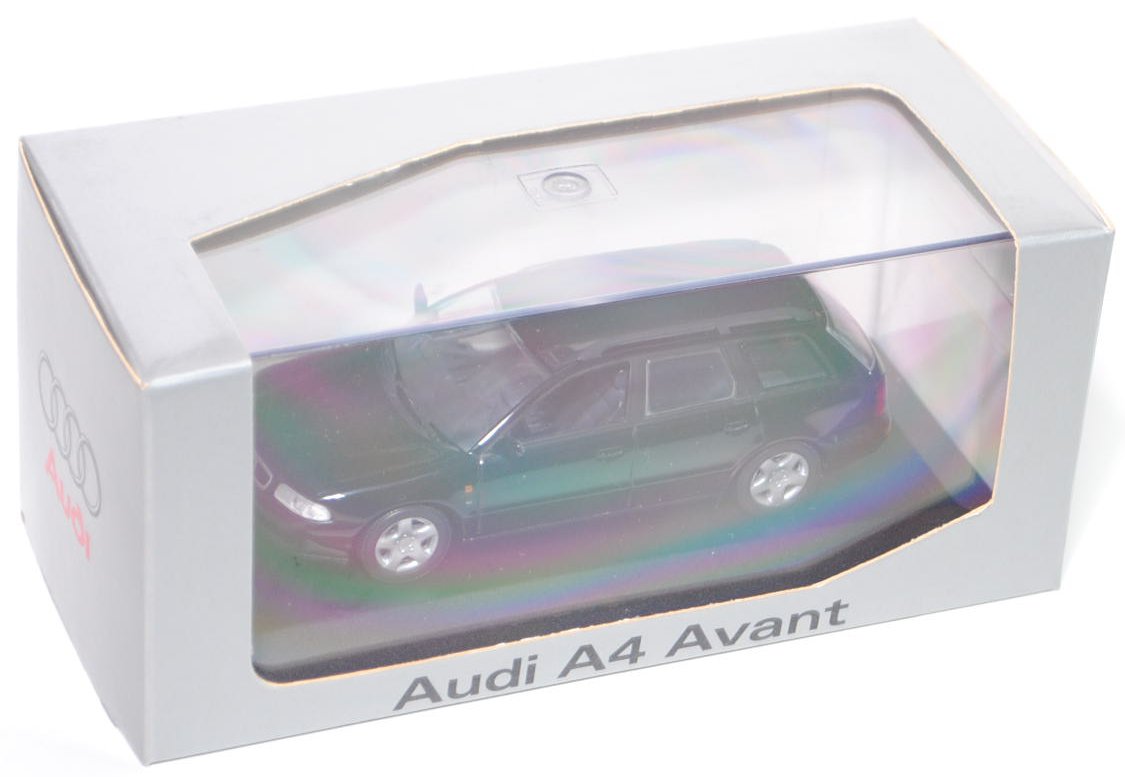 Audi A4 Avant (B5, Typ 8D), Modell 1996-2001, schwarz, Minichamps, 1:43,  Werbeschachtel