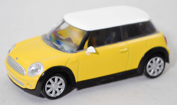 MINI Cooper (1. Generation, Typ R50, Modell 2001-2004), mellow yellow/weiß, Norev, 1:53, mb