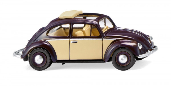 VW Käfer 1200 mit Faltdach (Typ 13, Modell 62-63), schokoladenbraun/elfenbein, Wiking, 1:87, mb