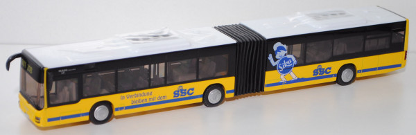 00002 SSC 09 2020 MAN Lion's City G Gelenkbus (Mod. 04-17), weiß/gelb, SSC + Siku-Männchen, L17mpK