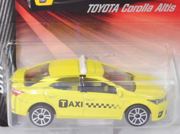 Toyota Corolla Altis (Typ E 170, Modell 2013-2016) Taxi, gelb, majorette, 1:61, Blister (Müllwagen)