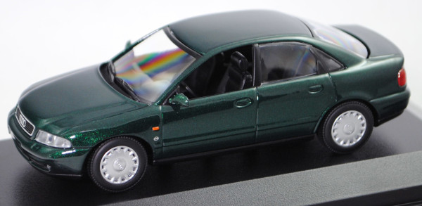Audi A4 1.8 (Baureihe B5, Typ 8D2, Mod. 94-99), smaragdgrün perleffekt, Maxichamps, 1:43, PC-Box