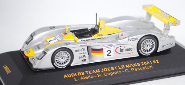 Audi R8, Team Audi Sport North America, Le Mans 2001, Aiello/Capello/Pescatori, Nr. 2, IXO, 1:43, mb