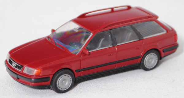 Audi 100 Avant 2.8 E (4. Generation, Baureihe C4, Mod. 1991-1994), purpurrot, Rietze, 1:87, Werbebox