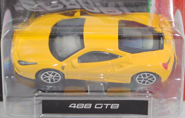 Ferrari 488 GTB (Typ F142M, Modell 2015-), gialla modena, Bburago FERRARI RACE & PLAY, Blister