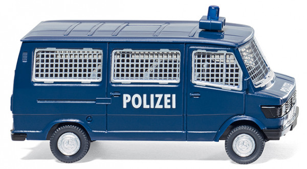 Polizei - Mercedes 207 D Bus (Baureihe TN, Typ T 1), Modell 1977-1989, saphirblau, POLIZEI, Wiking,