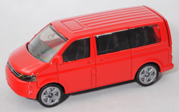 00023 VW T5 facelift Multivan (Typ 7H, Mod. 2009-2015), hell-verkehrsrot, B47 grau, SIKU, 1:61, P29e