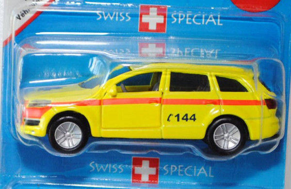 03900 Notarzt Swiss 2, bestehend aus 1429 Audi Q7 leuchtgelb C144 + 1307 VW Passat Variant reinweiß