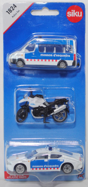 01100 ES Police Set mit: MB Sprinter II + BMW R1200 GS + Dodge Charger, mossos d'esquadra, P29e