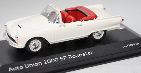 Auto Union 1000 Sp Roadster (Modell 1962-1965), eierschalenweiß, Minichamps, 1:43, Werbebox