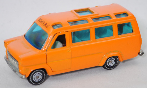 00002 Ford Transit Panorama-Bus (2. Gen., Typ Transit '71, Mod. 71-75) Schulbus, orange, SIKU, 1:60