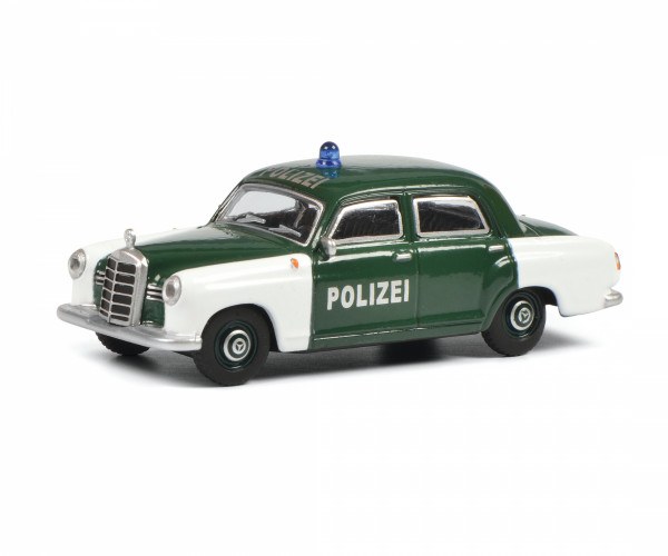 Mercedes-Benz 180 D (W 120, Mod. 1954-1959) Polizei, moosgrün, Kotflügel reinweiß, Schuco, 1:64, mb