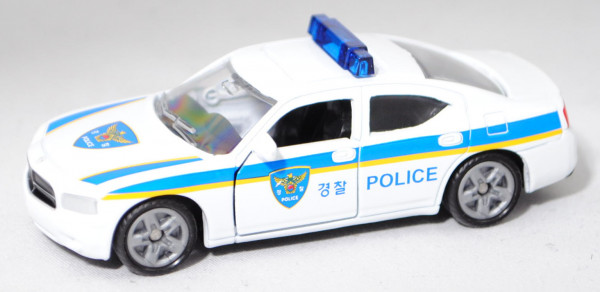 72802 KR Dodge Charger SXT 3.5L V6 (Mod. 05-10) Police Car, weiß, Spiegel abgebrochen, SIKU, P29e