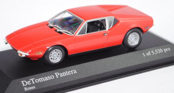 De Tomaso Pantera (1. Serie, Tipo 874, Modell 71-74, Baujahr 1972), rosso, Minichamps, 1:43, PC-Box