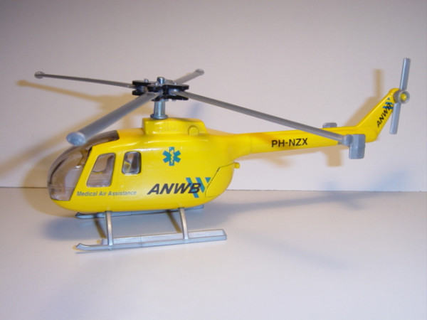 Polizei-Hubschrauber BO 105, gelb, Medical Air Assistance ANWB / PH-NZX / ANWB, B auf blaue Streifen