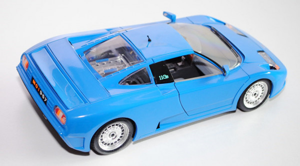 Bugatti EB 110 (1991), himmelblau, 5-teilige Rückleuchten, Türen + Motorhaube + Kofferraum zu öffnen