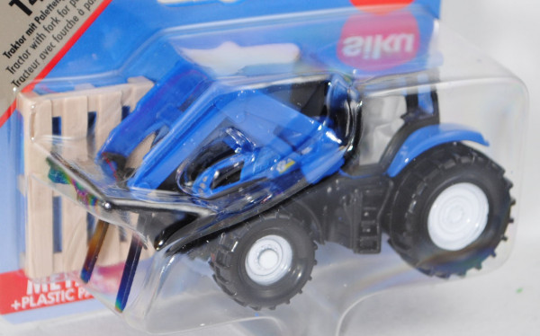 00000 New Holland T8.390 Traktor (Modell 2011-2015) mit Frontlader, hell-signalblau/schwarz, innen l
