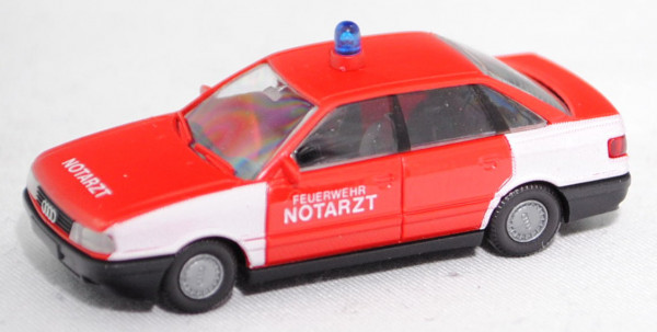 Audi 80 (3. Gen., Baureihe B3, Typ 89, Modell 1986-1991), rot, FEUERWEHR / NOTARZT, Rietze, 1:87, mb