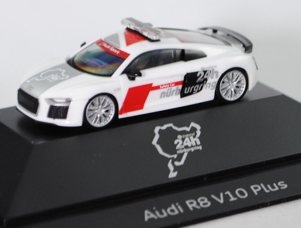 Audi R8 V10 plus (Typ 4S, 2. Generation, Modell 2015-) Safety Car, ibisweiß, 24h Nürburgring, Herpa,