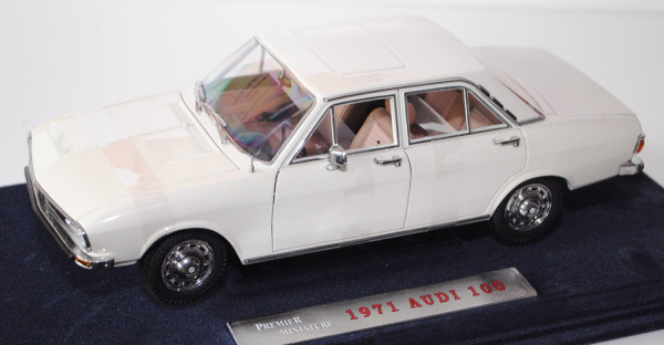 Audi 100 (C1, Typ F 104, Vorfacelift, Mod. 68-71), weiß (vgl. lotusweiß), Signature Models, 1:18, mb