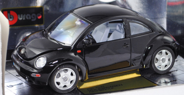 VW New Beetle (Typ 9C, Modell 1998-2005, Baujahr 1998), schwarz, Bburago Gold Collection, 1:18, mb