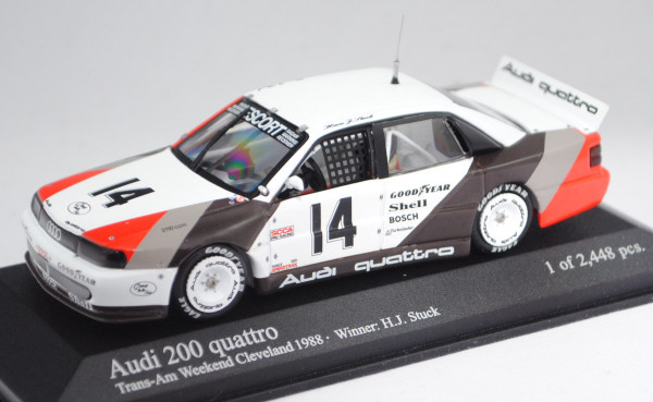 Audi 200 quattro Trans-Am, Rennen Cleveland 1988, Hans-Joachim Stuck, 14, Minichamps, 1:43, PC-Box