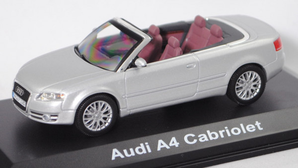 Audi A4 Cabriolet 3.2 FSI quattro (B7, Typ 8H, Modell 2006-2009), lichtsilber met., Norev, Werbebox