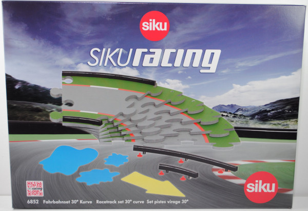 Zubehörpackung Fahrbahnset 30° Kurve für SIKU Racing, Inhalt: 6 Fahrbahnplatten, 12 Banden mit Befes