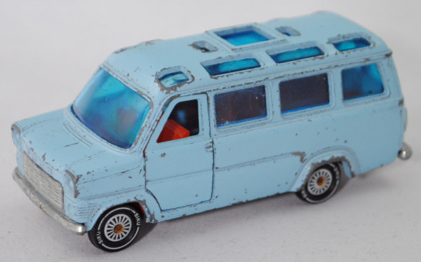 00006 Ford Transit (Modell 1971-1975) Campingwagen, blau, Boothalterung + Boot + Paddel weg, SIKU